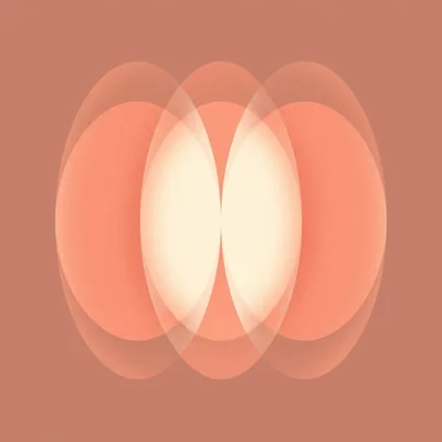 Extended Exhale tile — flattened glowing lens on soft teal.